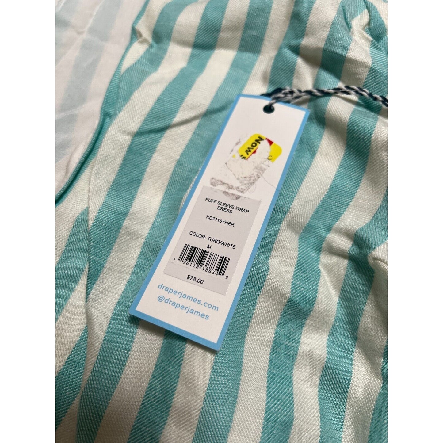 Draper James RSVP Dress Womens Size M Puff Sleeve Turquoise Blue