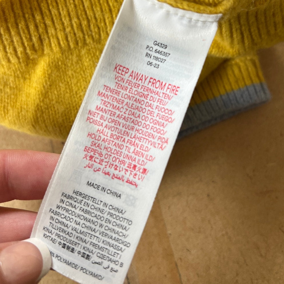 Mini Boden 12-18M Girl Yellow Knit Button-Up