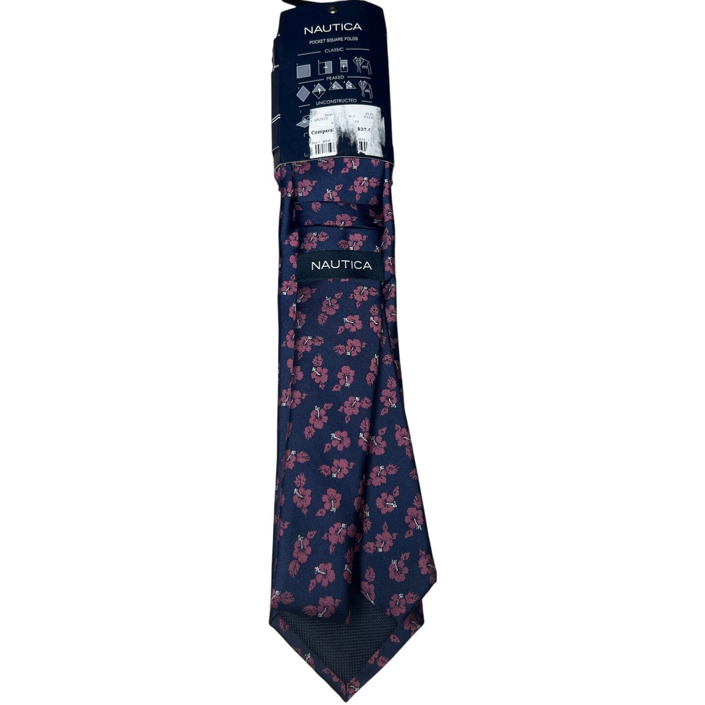 Nautica NWT Classic Tie Flower Print Navy Blue and Pink