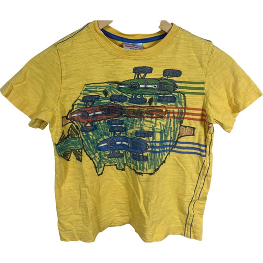 Hanna Anderson 120 Race Car Yellow T-shirt Painted
