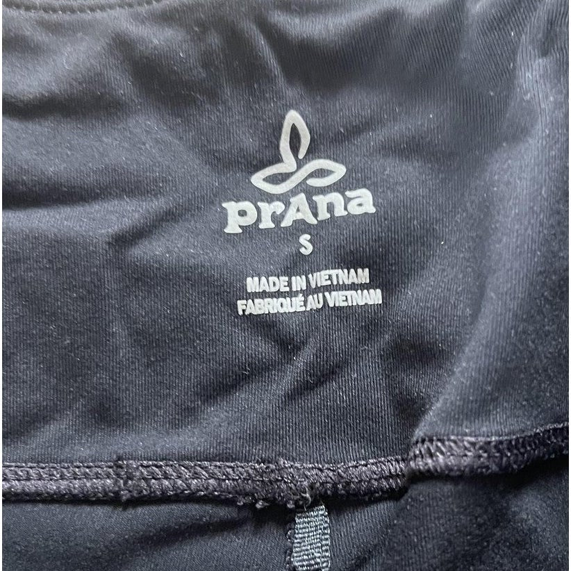 PrAna Leggings Womens S Black High Rise Ankle Yoga Colorblock Nylon Spandex