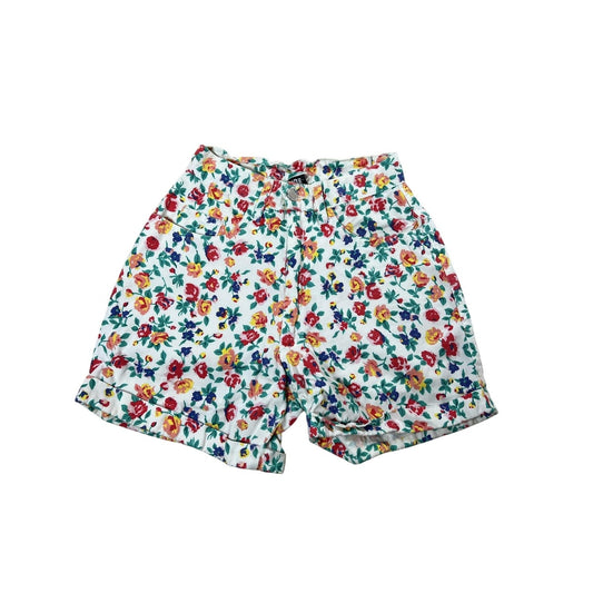 Vintage Gitano Chino Shorts Juniors 3/4 Multicolor Floral Cuffed Pleated Summer