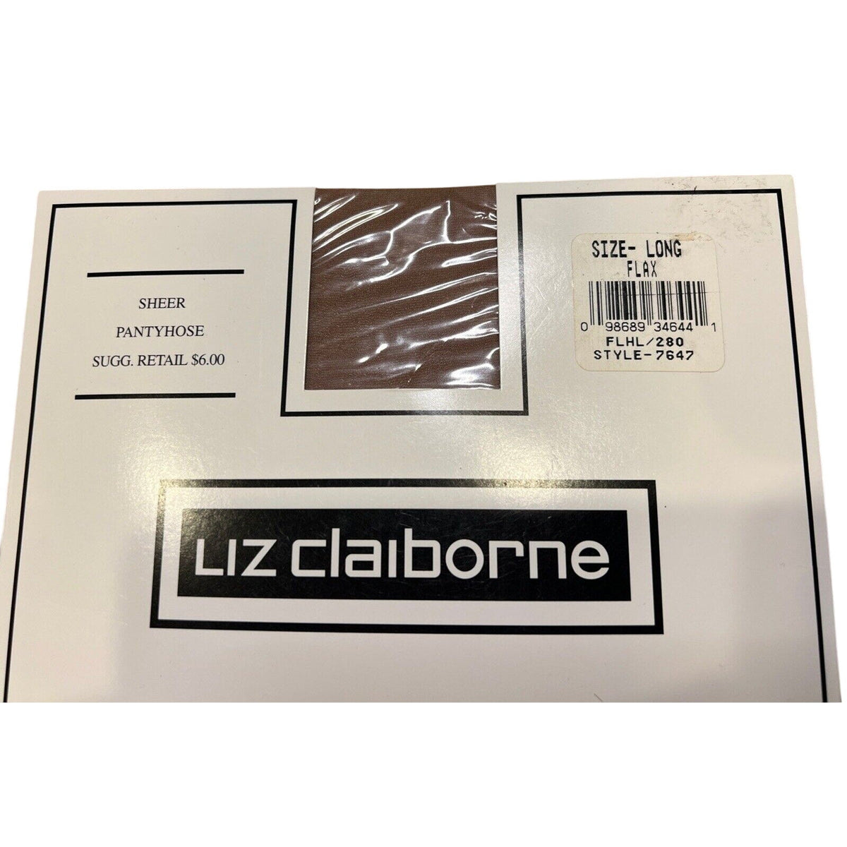 Liz Claiborne Sheer Pantyhose Size LONG Color Flax Style 7647