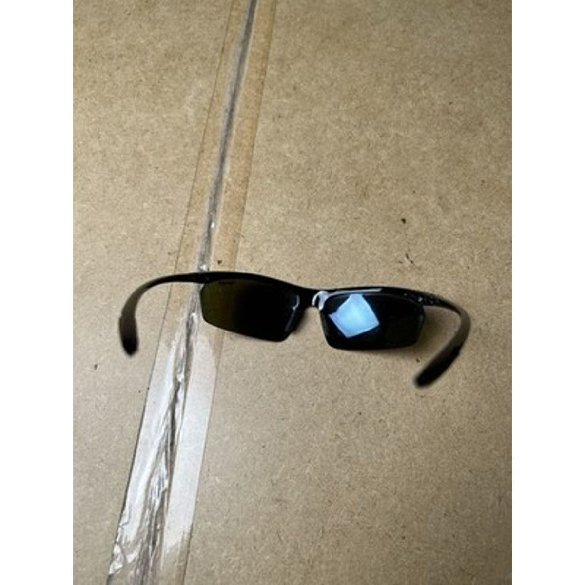 Sunglasses Mens Black Wrap Blue Mirrored Reflective Plastic Frame Wraparound
