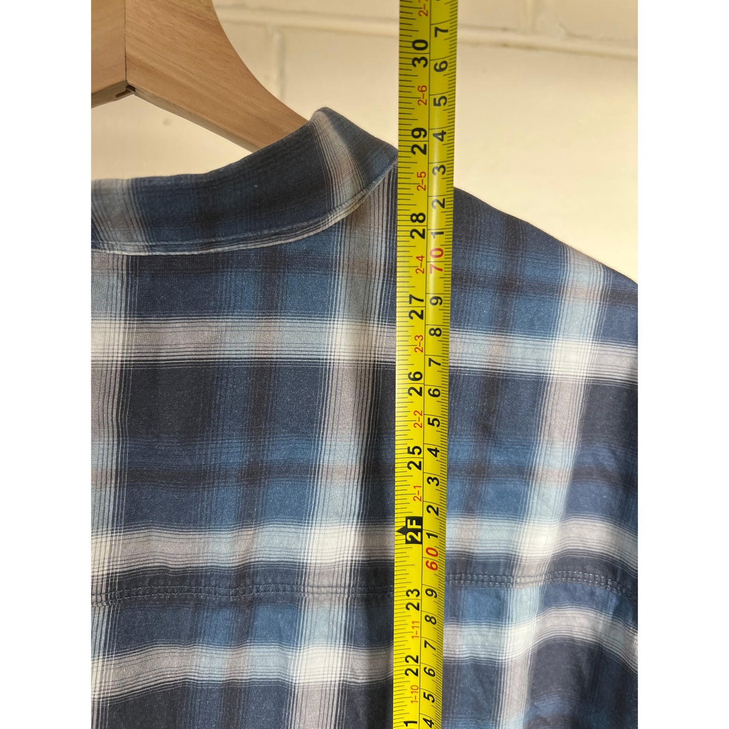 Kuhl XL Wildfiber 100% Organic Cotton Short Sleeve Blue Button Up Shirt Plaid