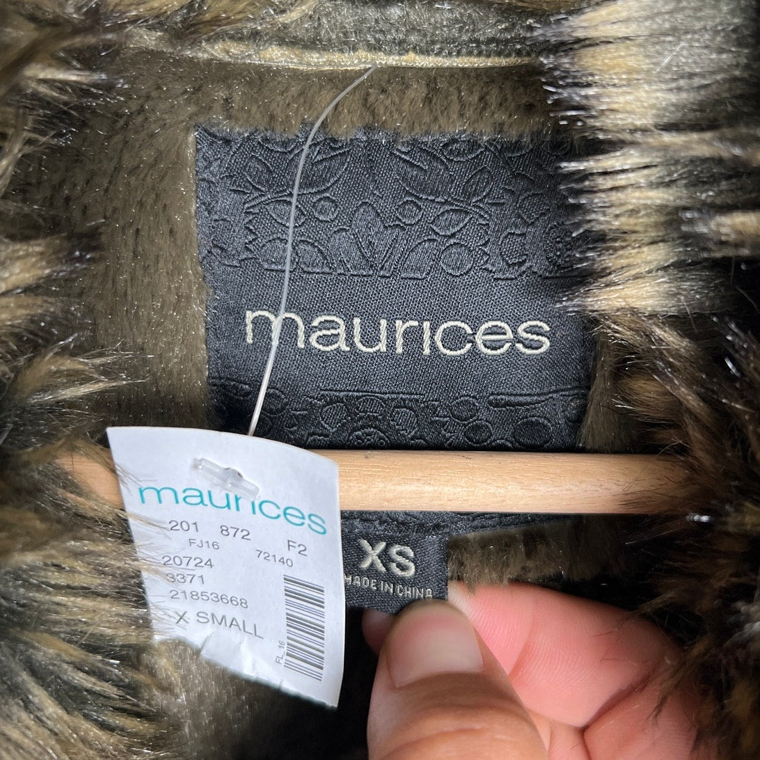 Maurices NWT Faux Fur Vest Size XS Brown Polyester