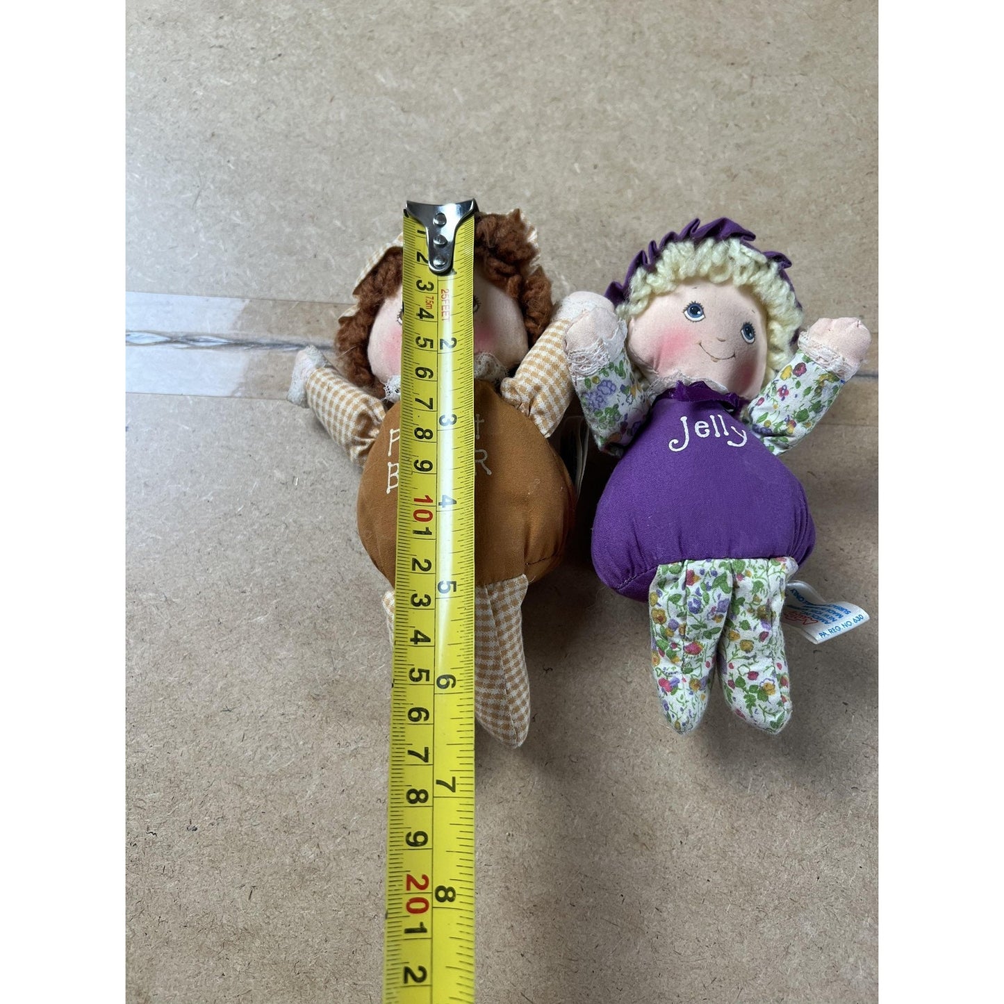 Morgan Peanut Butter & Jelly Plush Doll Pair Small Brown Purple Made In Taiwan