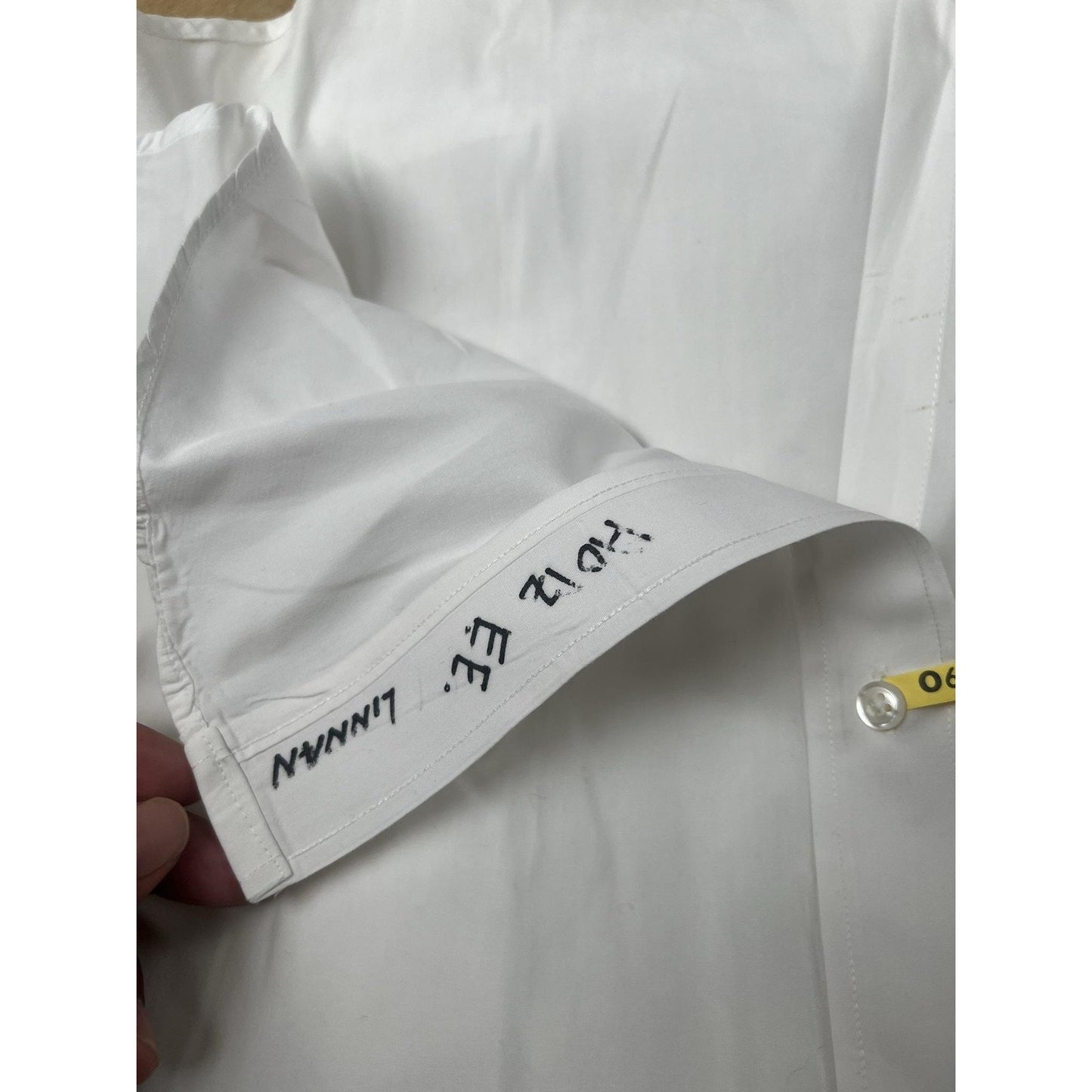 Christian Dior Shirt Mens L White Button-Up Collared Cotton Pocket Easy Care