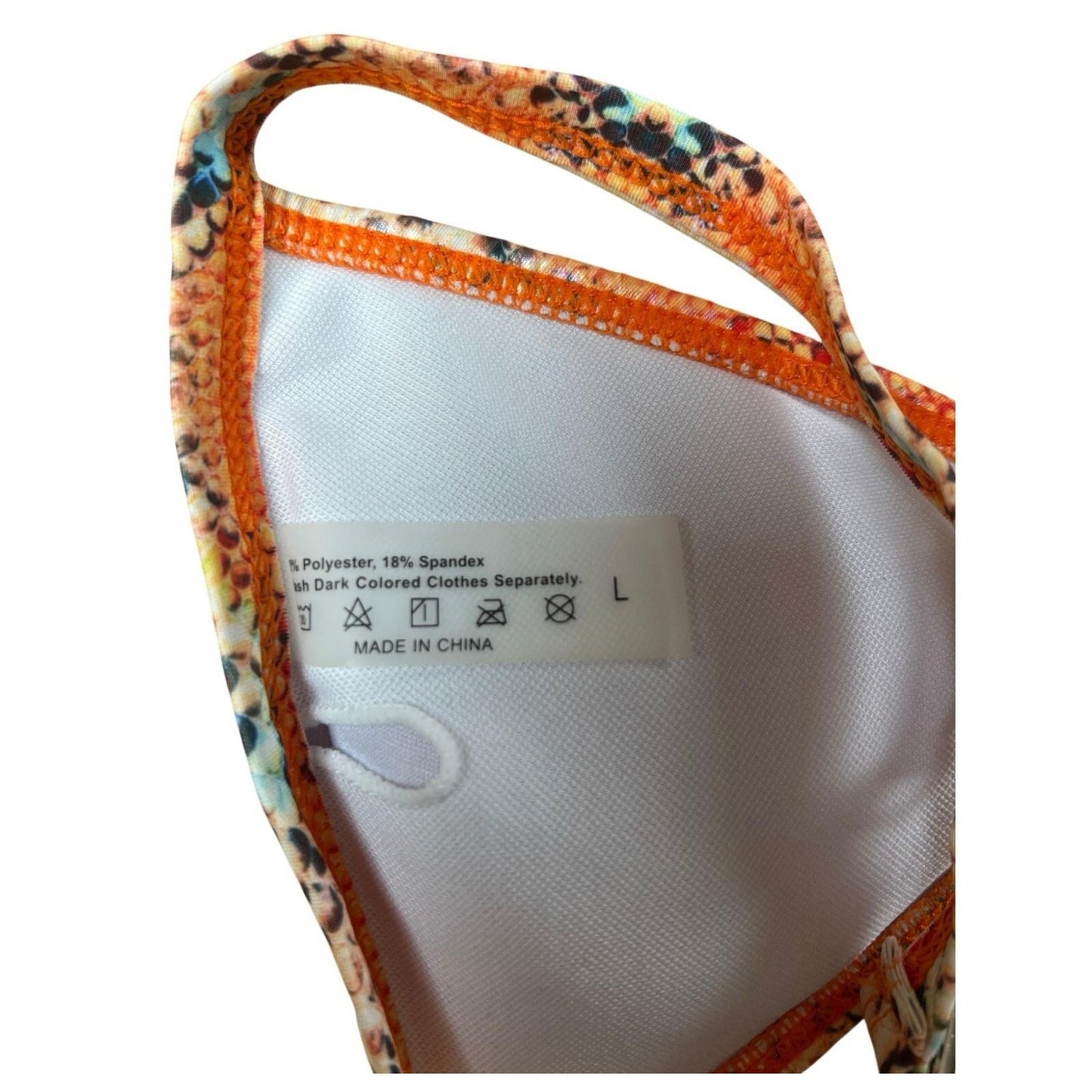 Swim Top Womens L Orange Animal Print Triangle Lined Adjustable Strap Halter