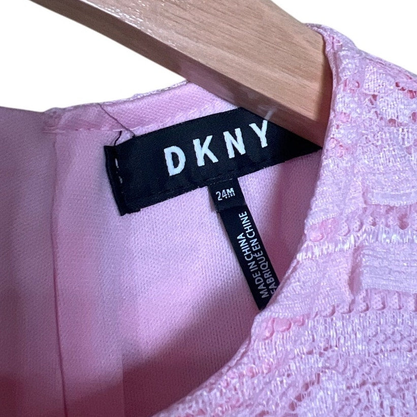 DKNY Pink Toddler Dress NWT 24M Coral Lace Floral
