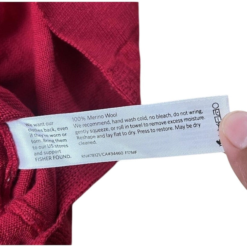 EILEEN FISHER Sweater Womens XL Red Pullover Turtleneck 100% Merino Wool