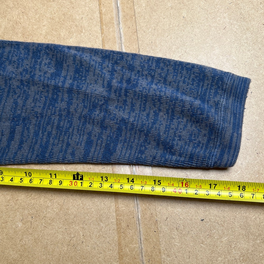 REI Sweater Mens Small Blue Heathered Mock Neck 1/4 Zip Pullover HIking