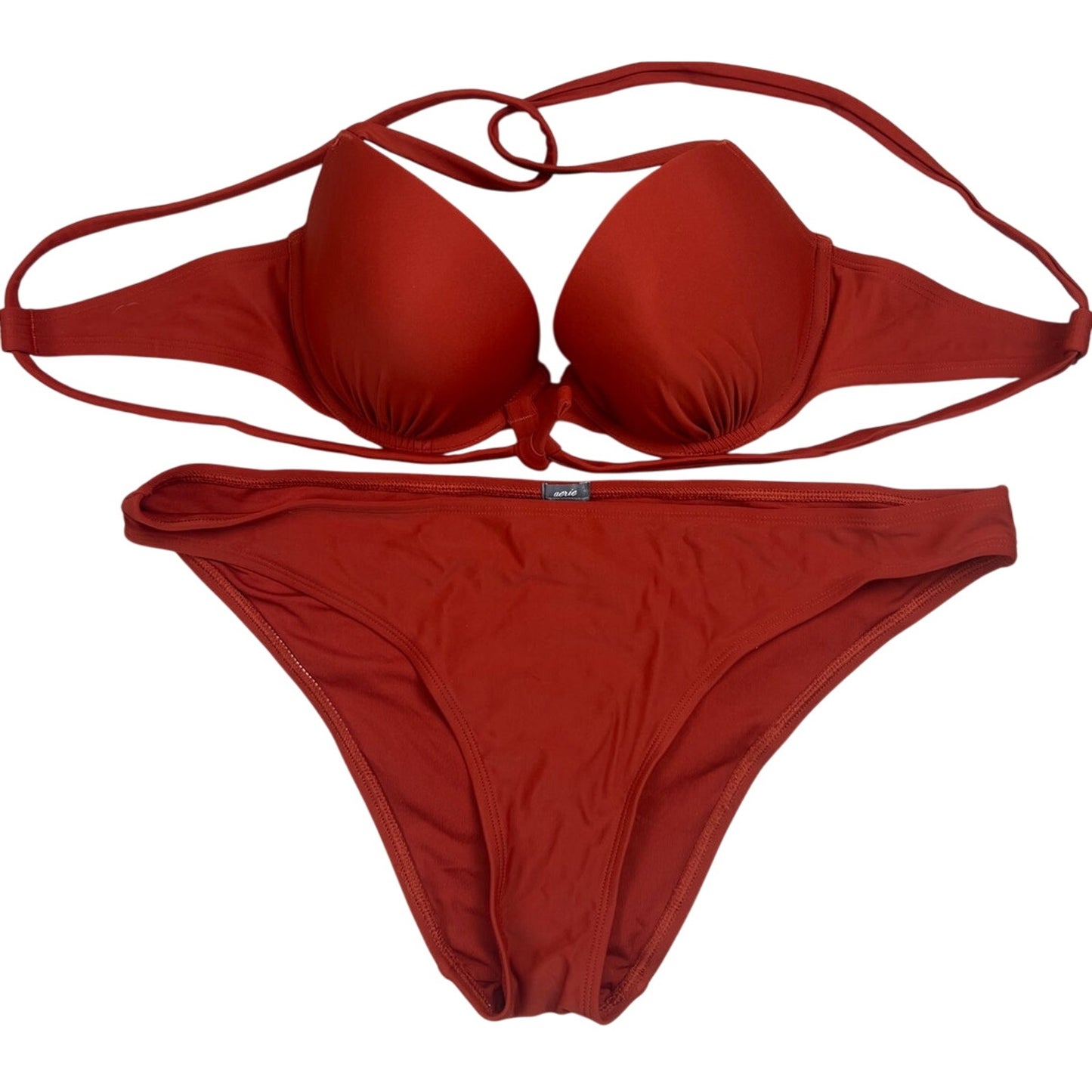 Aerie 36C Bra XL Bottom swimsuit Two Piece Burn Orange