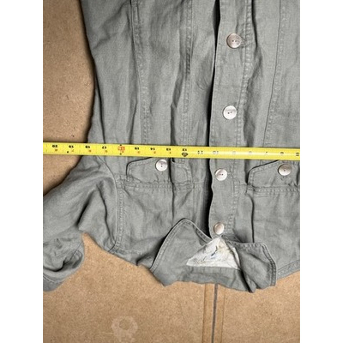 J. Jill Coat Womens S Green Linen Lined Collared Pockets Lightweight Mid-Length