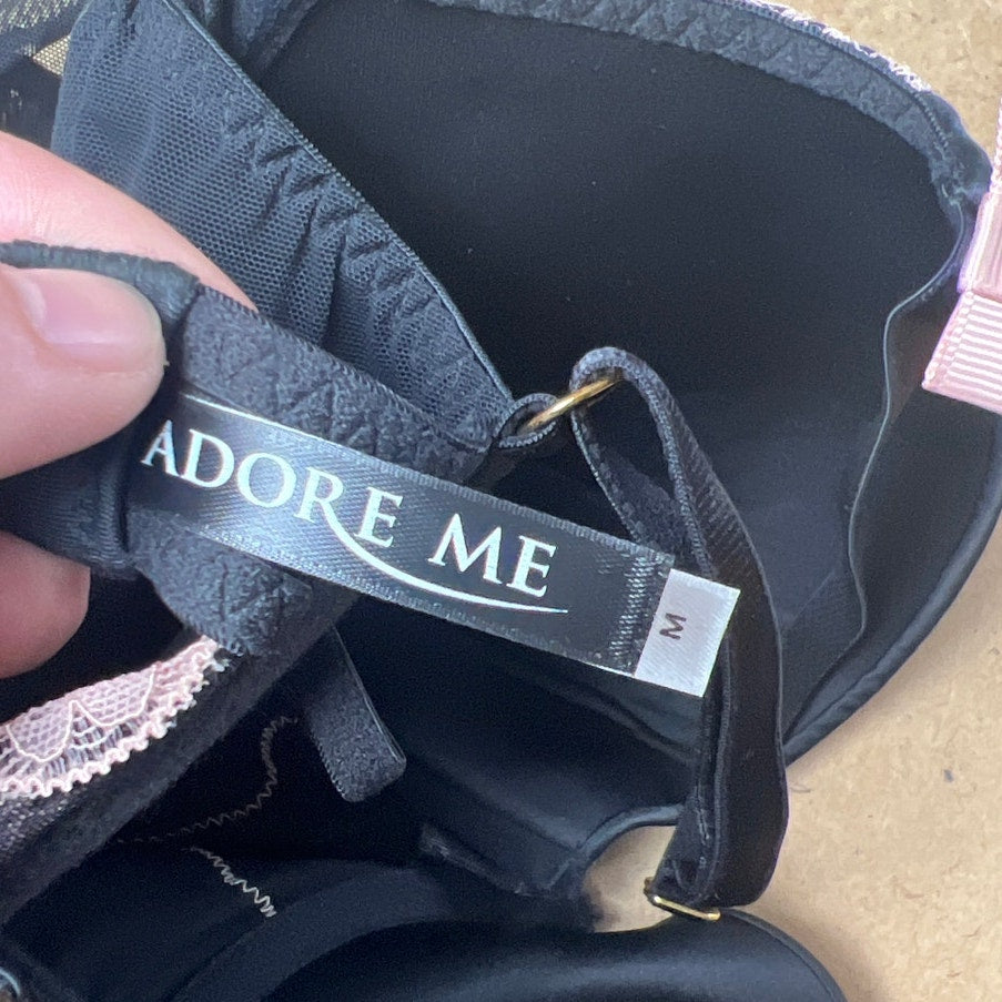 Adore Me Underwire Padded Push Up Boned Babydoll Garter Bra Size M