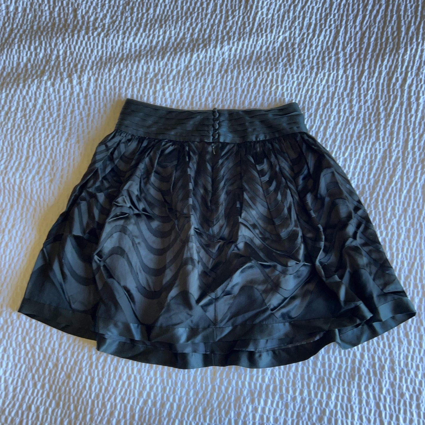 Skirt Womens 30 Black Skater Satin Pleated Layered Lined Zip Party Cocktail