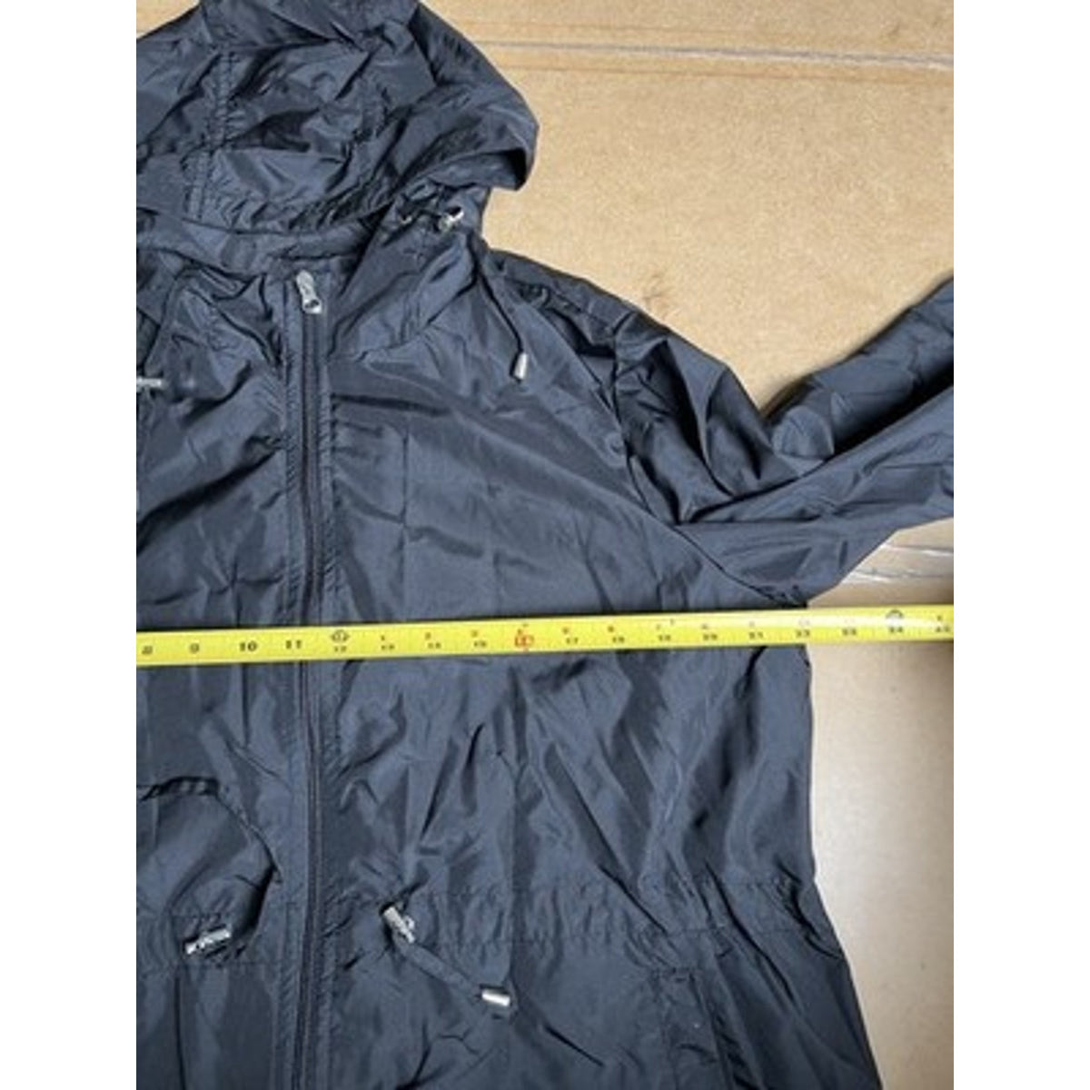Jones New York Sweater Womens XL Black Full Zip Hooded Lightweight Lined Pockets