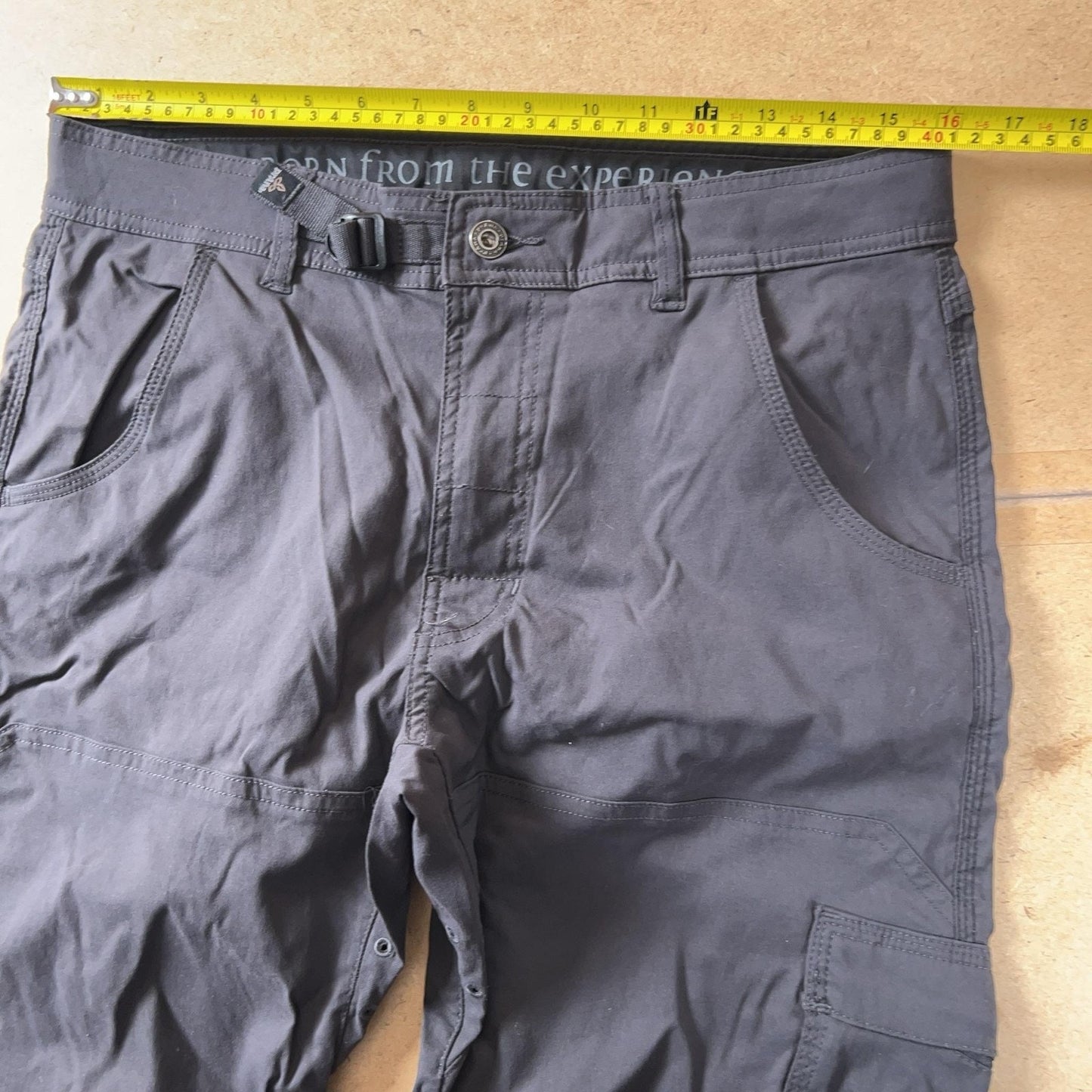PrAna Pants Mens 32x30 Gray Cargo Nylon Slim Stretch Adjustable Waist Travel