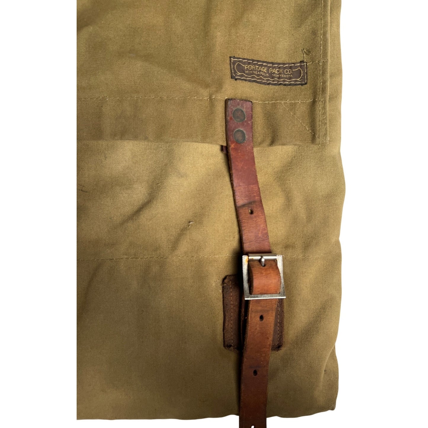 Vintage Portage Pack Co. XL Canvas Backpack Pack Bag w/ Leather Straps