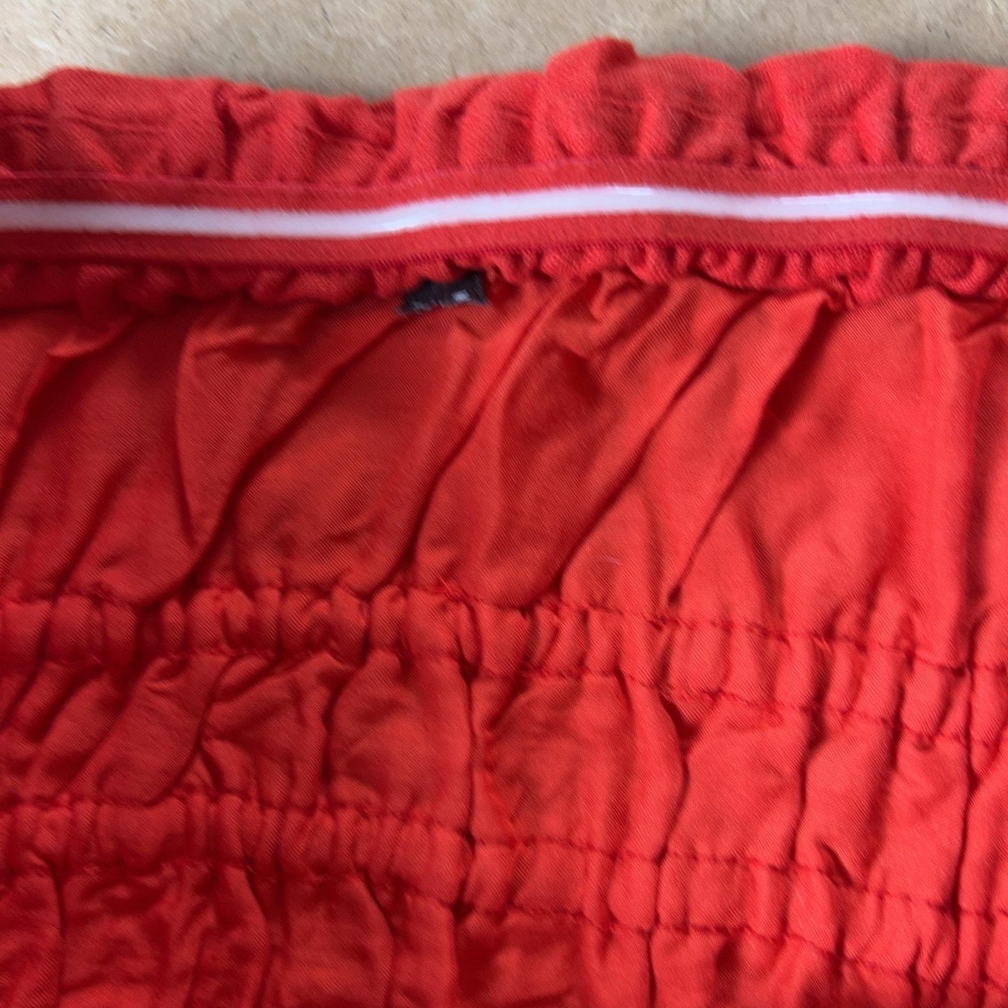 Tank Cropped Womens S Red Square Neck Ruffle Strap Elastic Waist Summer