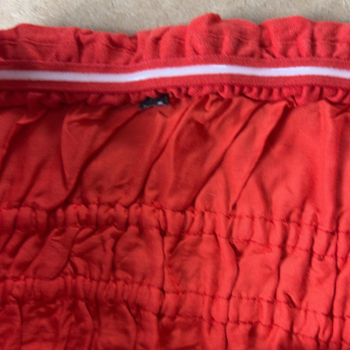 Tank Cropped Womens S Red Square Neck Ruffle Strap Elastic Waist Summer