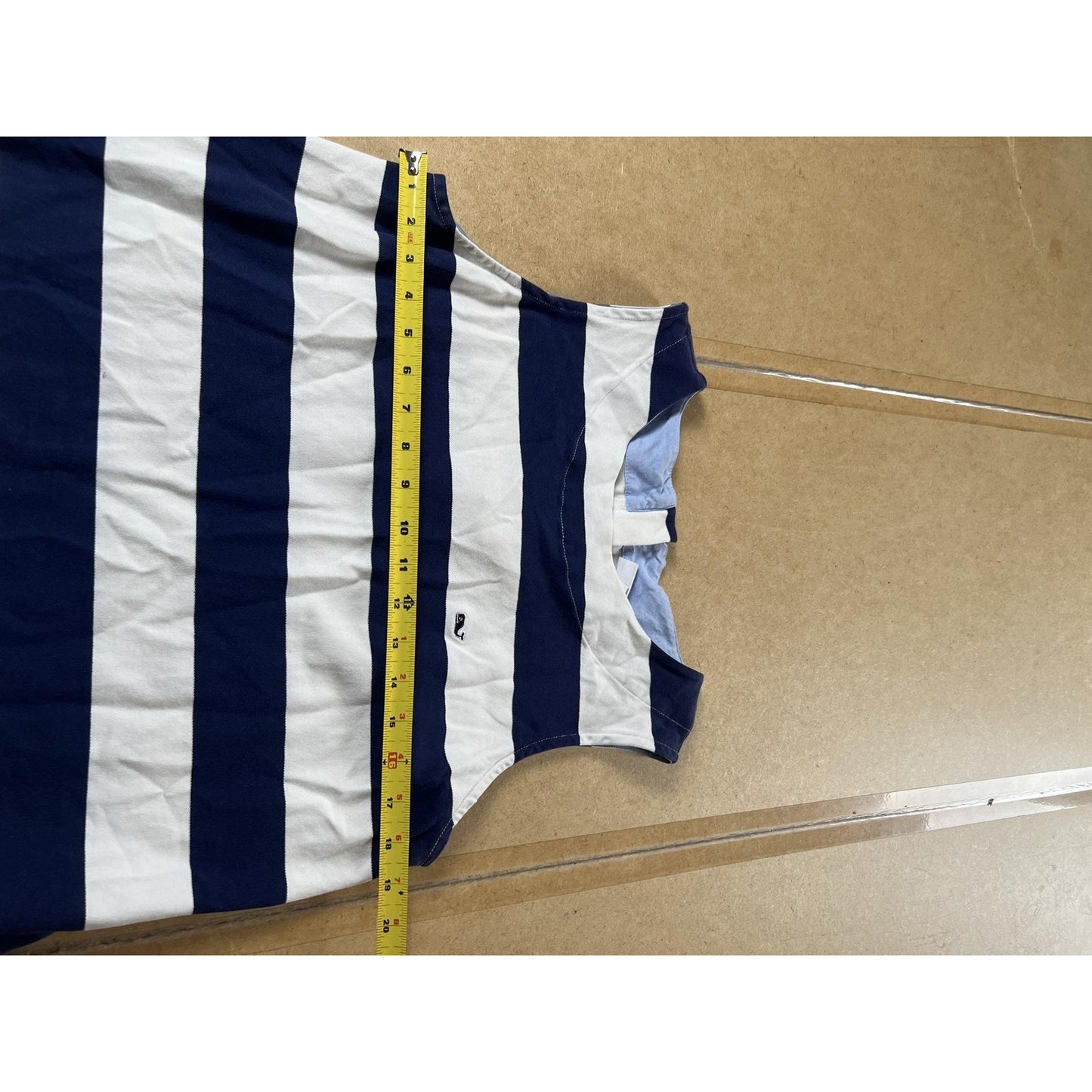 Vineyard Vines Dress Womens L Blue Striped Knee Length Shift Round Neck