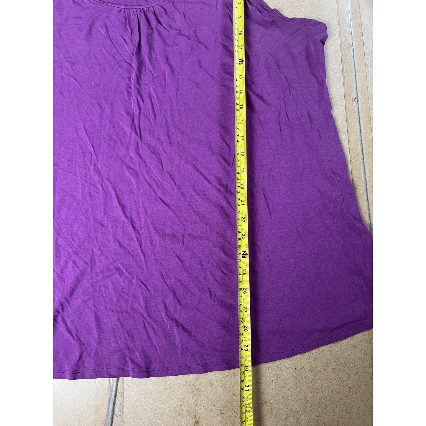 Eileen Fisher Tank Womens 3X Purple Jersey Scoop Neck Pleated Silk Relaxed