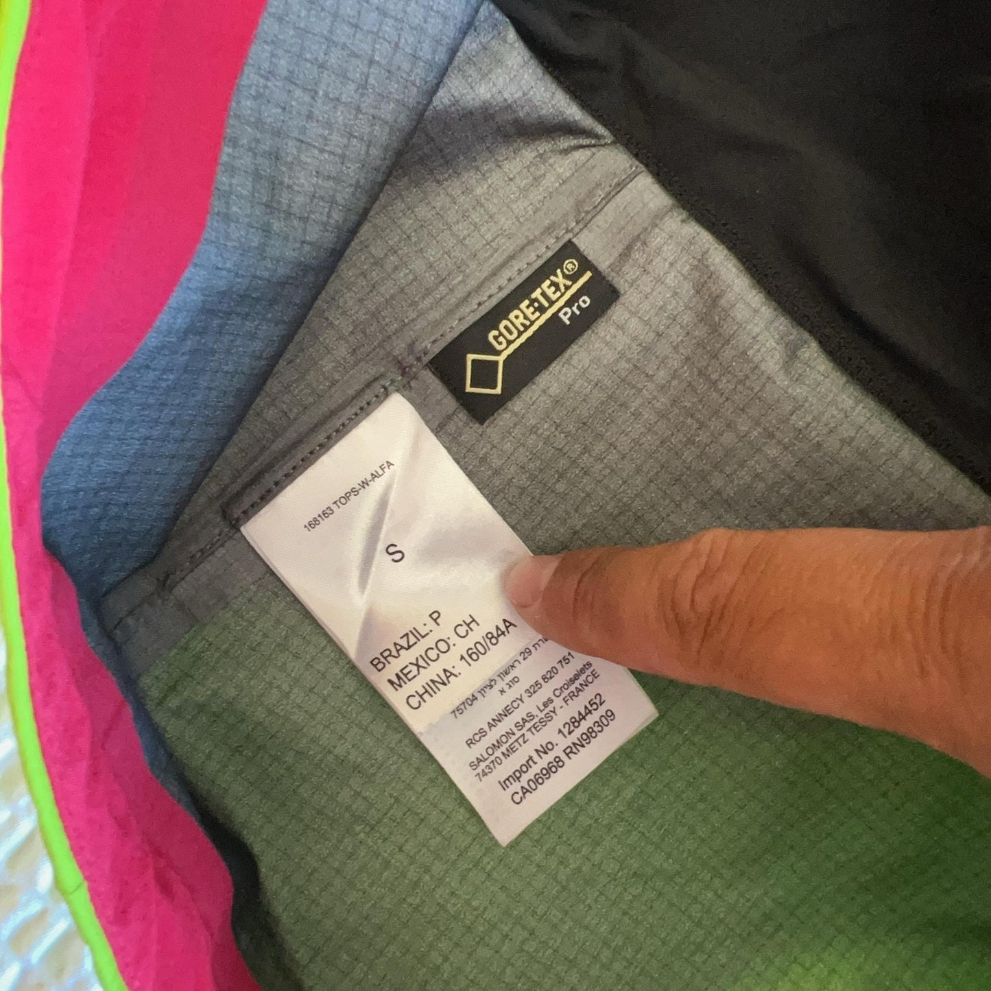 Salomon Womens Jacket Small Neon Green Pink GORE-TEX Pro Hooded Ski Shell