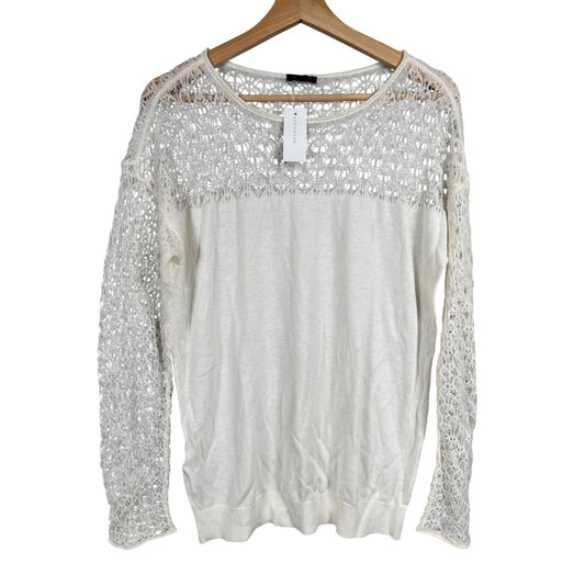 Ann Taylor NWT Size Large Knit Crochet Sleeve Pullover