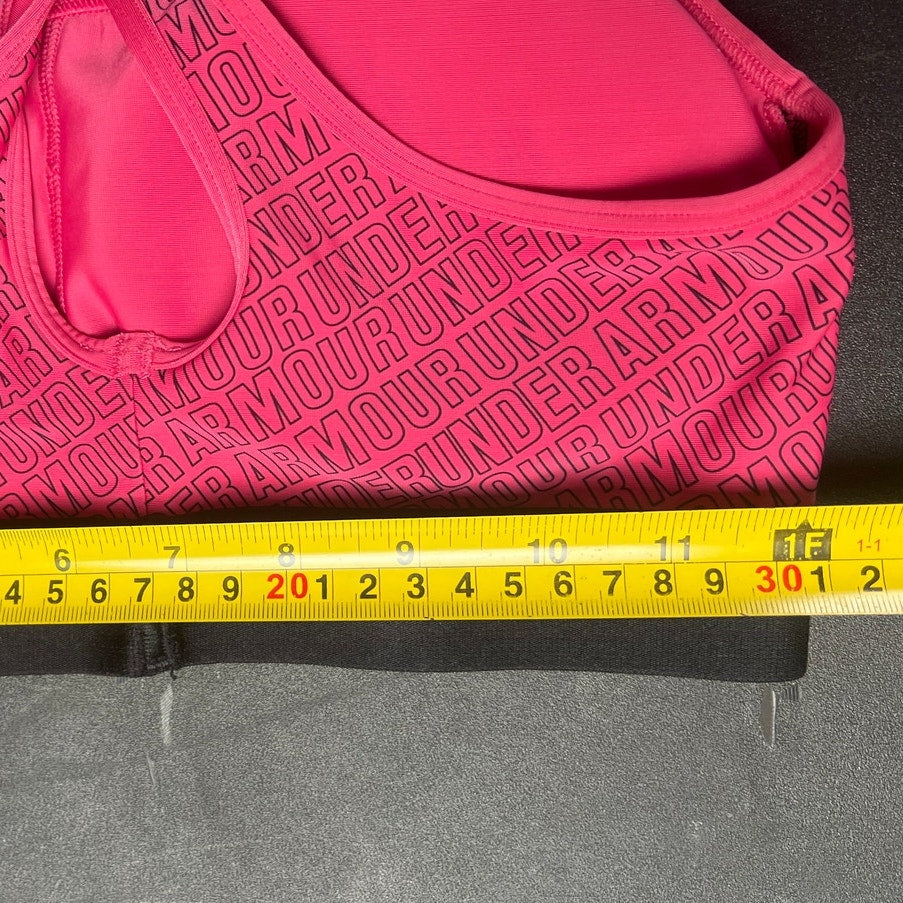 Black Pink Under Armour Sports Crossback Size M Removeable Pads Form Fitting