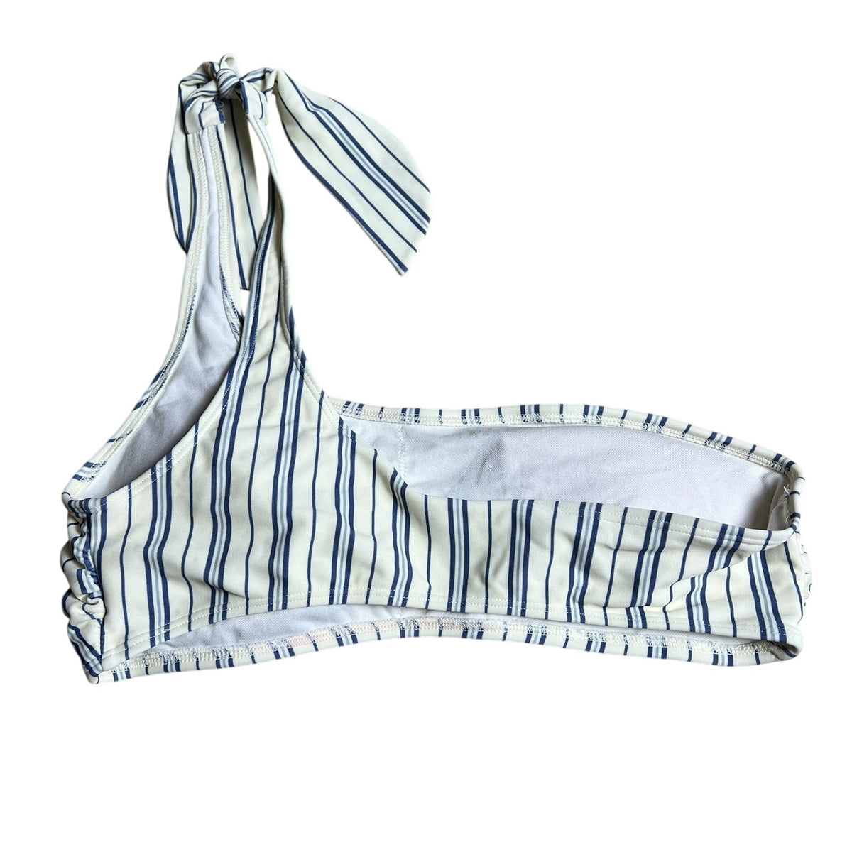 Abercrombie & Fitch Swim Top Womens M White Striped One Shoulder Lined Bikini