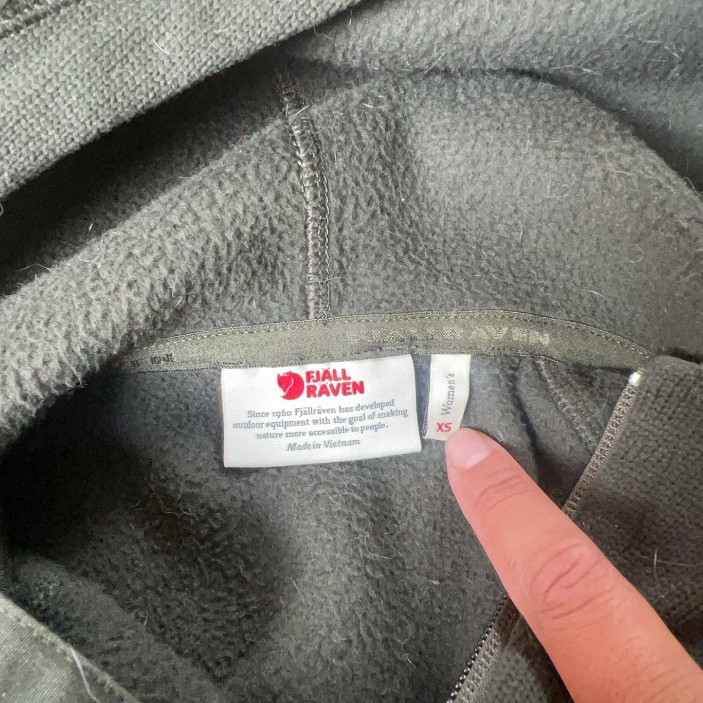 FJALLRAVEN Sweater Womens L Green Ovik Fleece Hoodie Full Zip Pockets Outdoor
