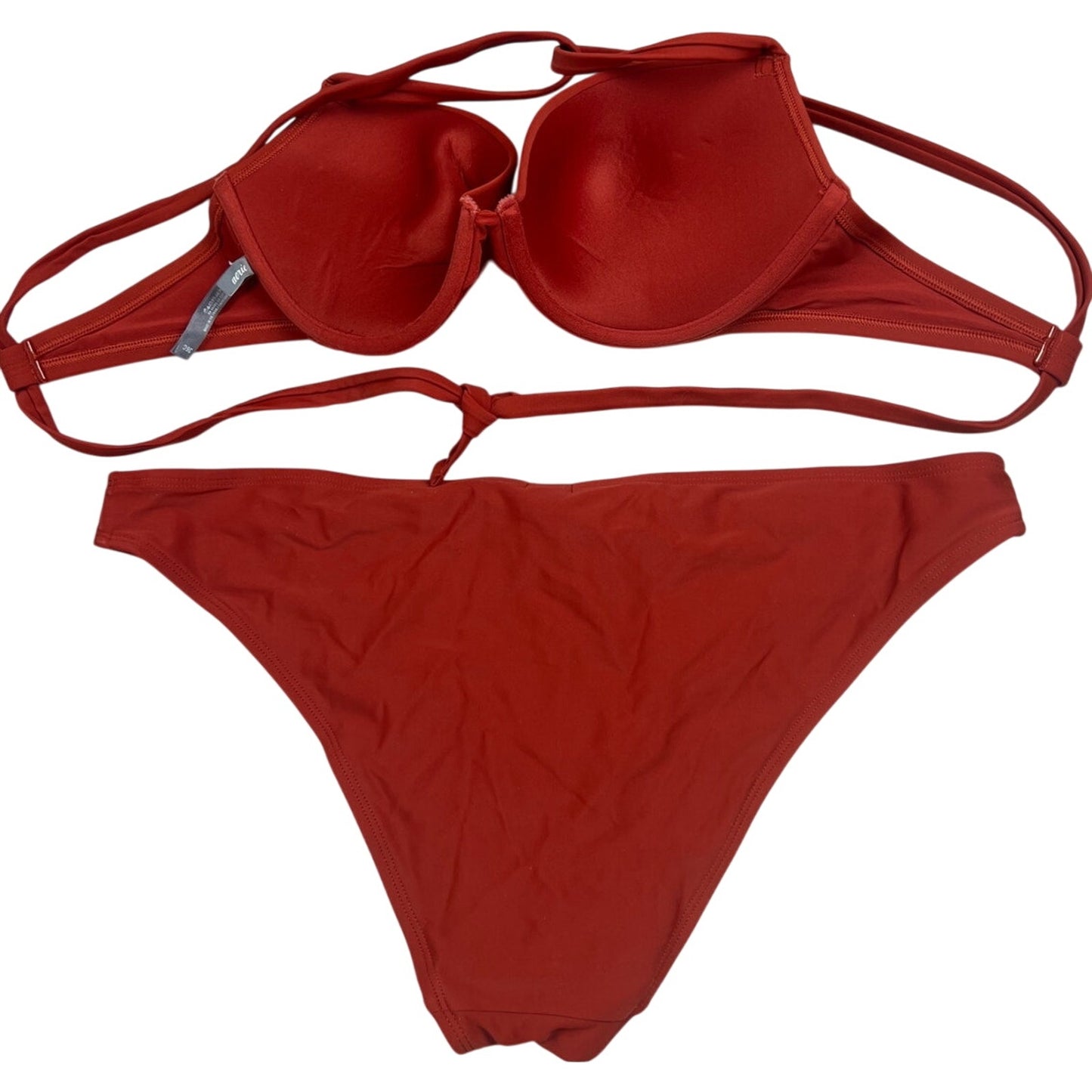 Aerie 36C Bra XL Bottom swimsuit Two Piece Burn Orange