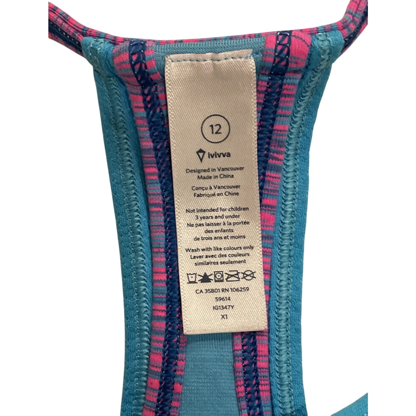 ivivva by Lululemon Girls Blue & Pink Double Dutch Tank Top Size 12 - EUC