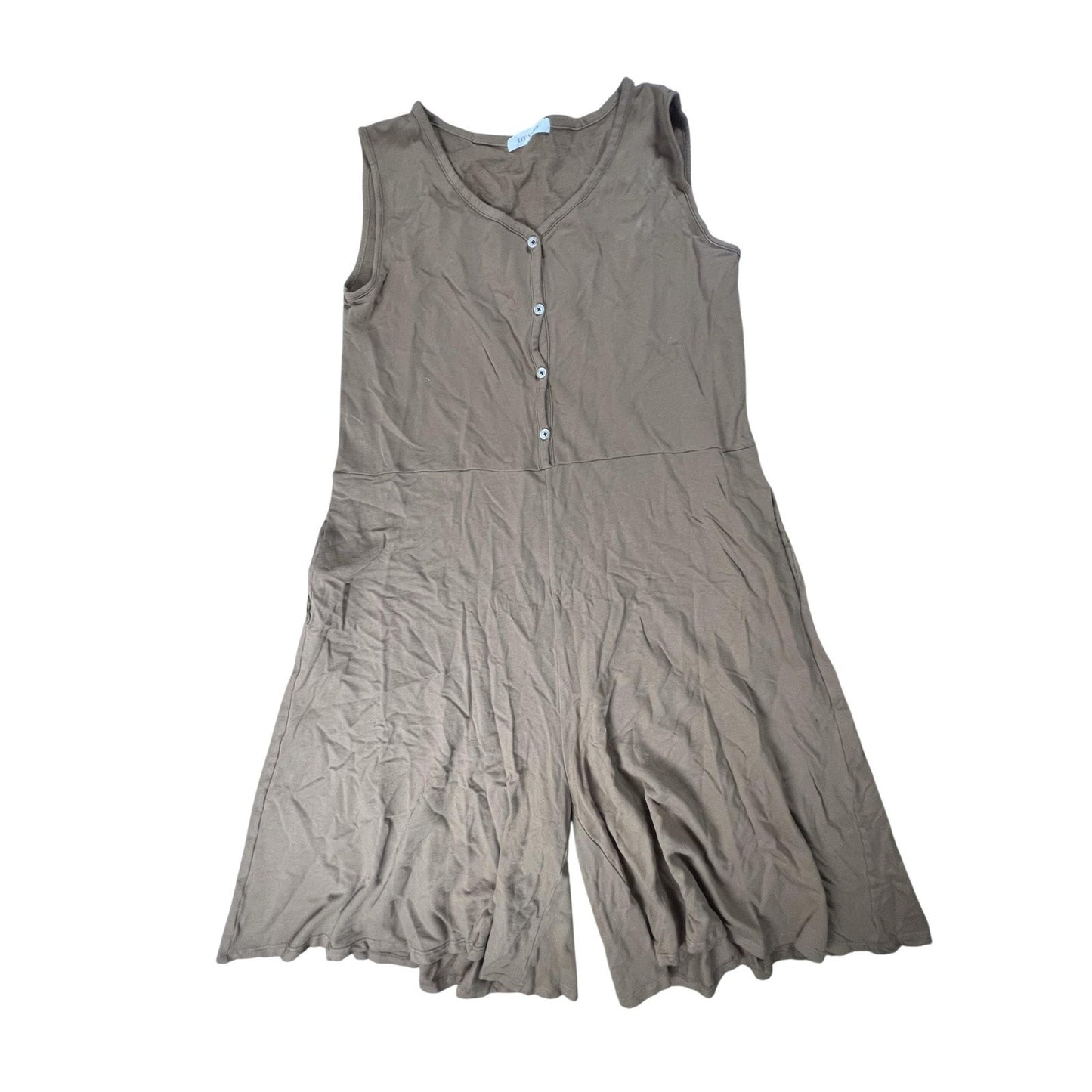 REVISITED Jumpsuit Womens M Brown One-Piece Sleeveless V-Neck Jersey Casual