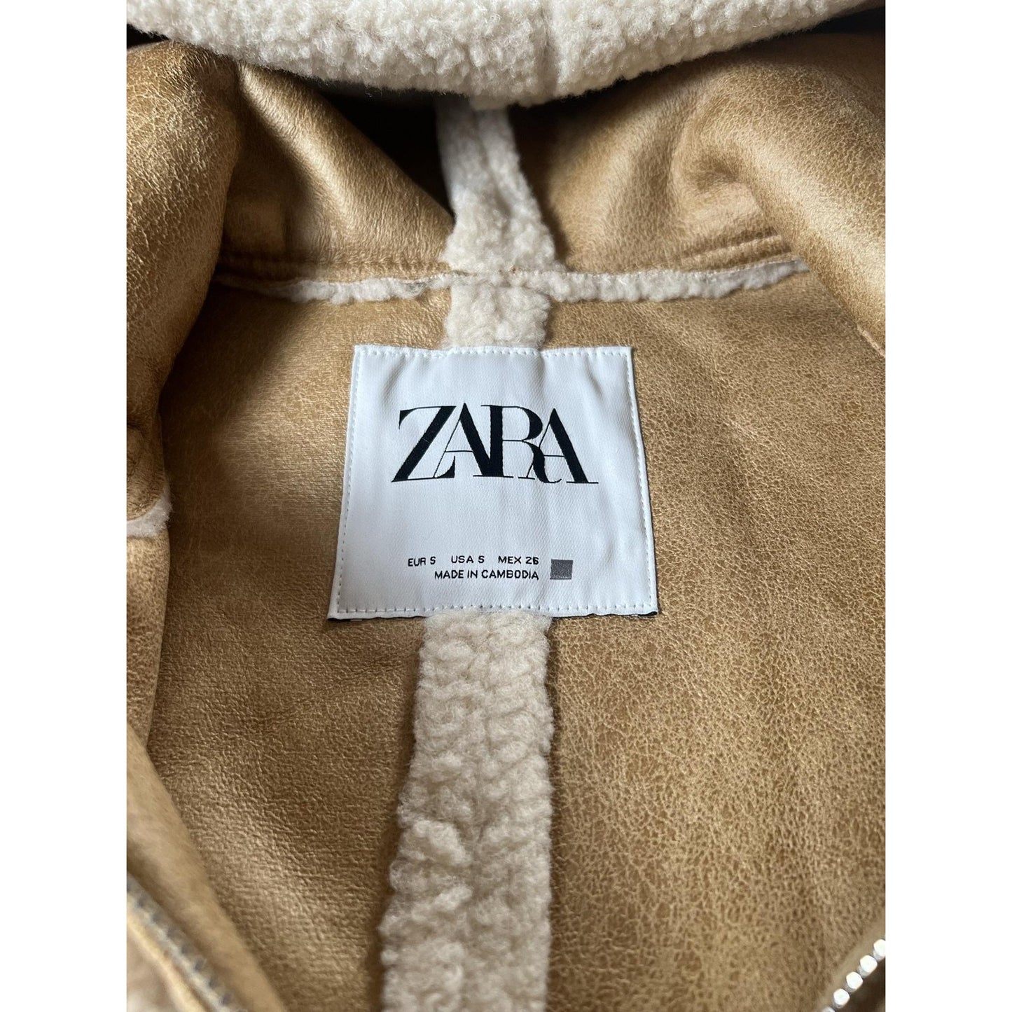 Zara Sweater Womens S White Hooded Full Zip Fleece Heavyweight Pockets