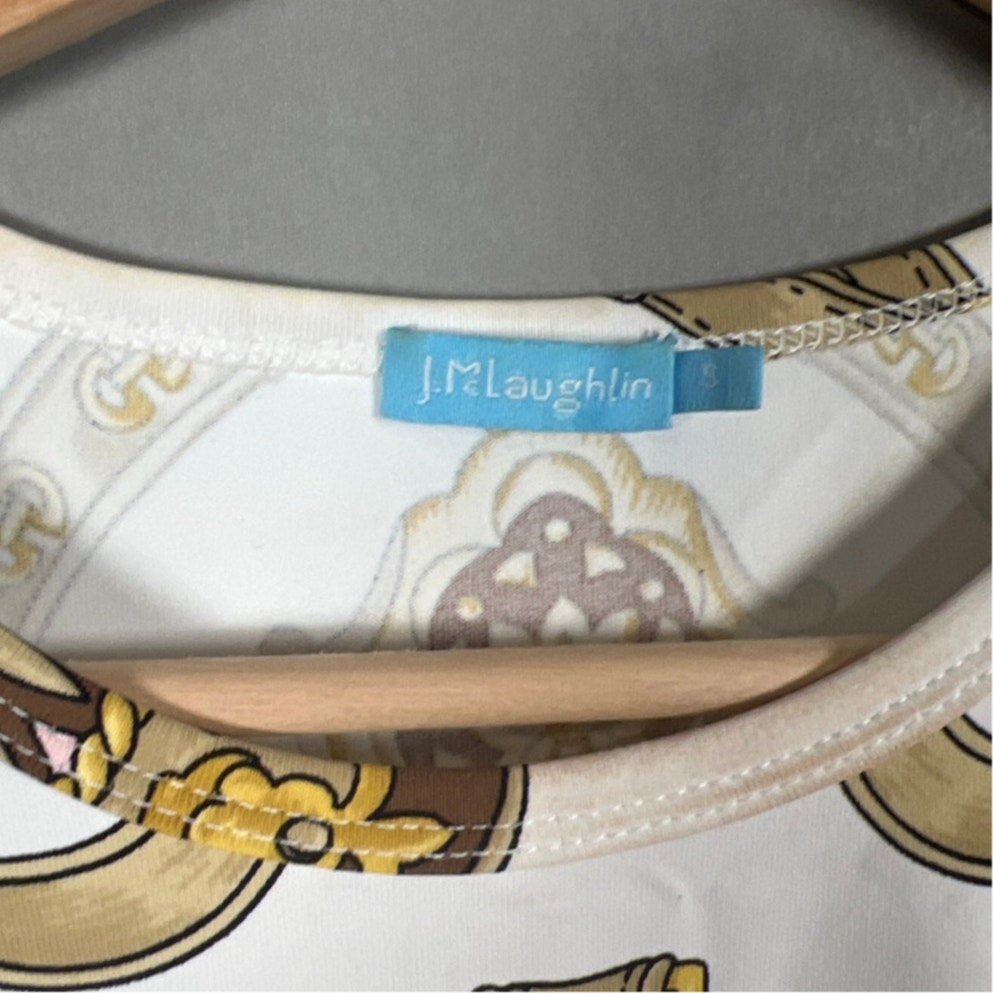 J. McLaughlin Signature Top Cream/Brown Westminster Women Size S