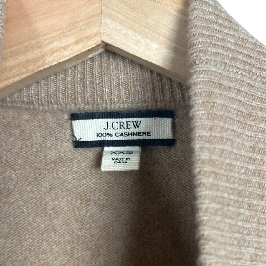 J. Crew Pullover 100% Cashmere XXS Beige Crewneck Turtle Neck