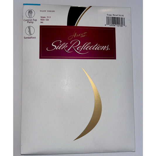 NWT Hanes Pantyhose JET Size CD Silk Reflections Control Top #717