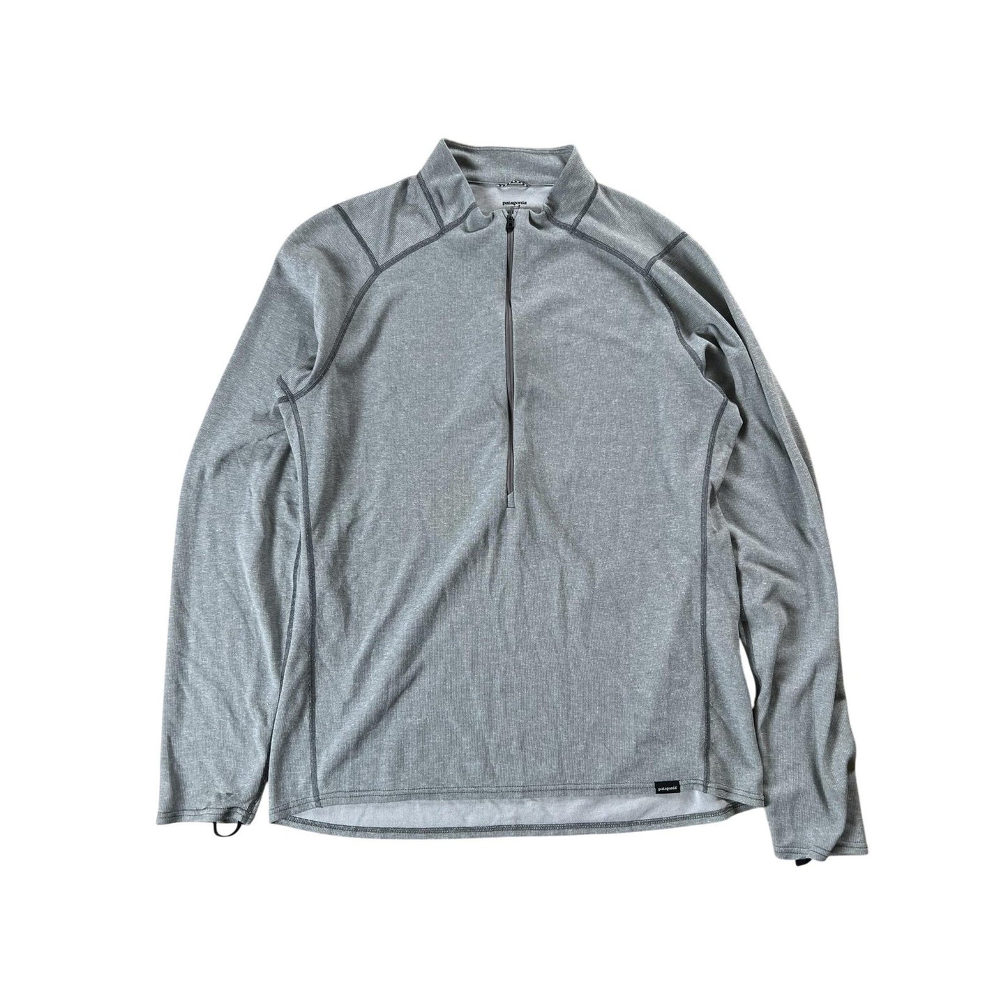 Patagonia Shirt Mens L Gray Mock Neck 1/2 Zip Lightweight Polyester Breathable