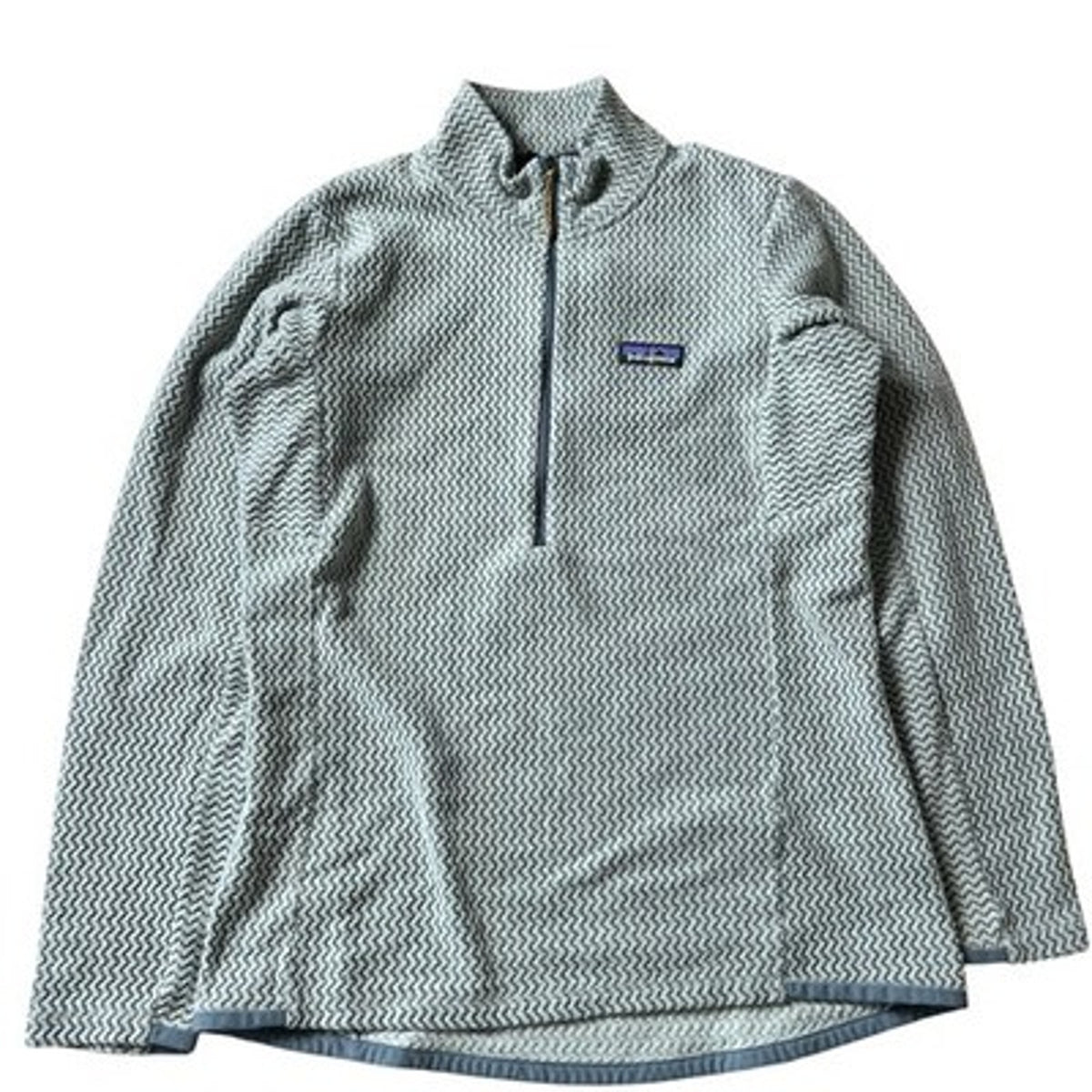 Patagonia Sweater Womens M Gray Pullover Mock Neck 1/4 Zip Fleece Geometric