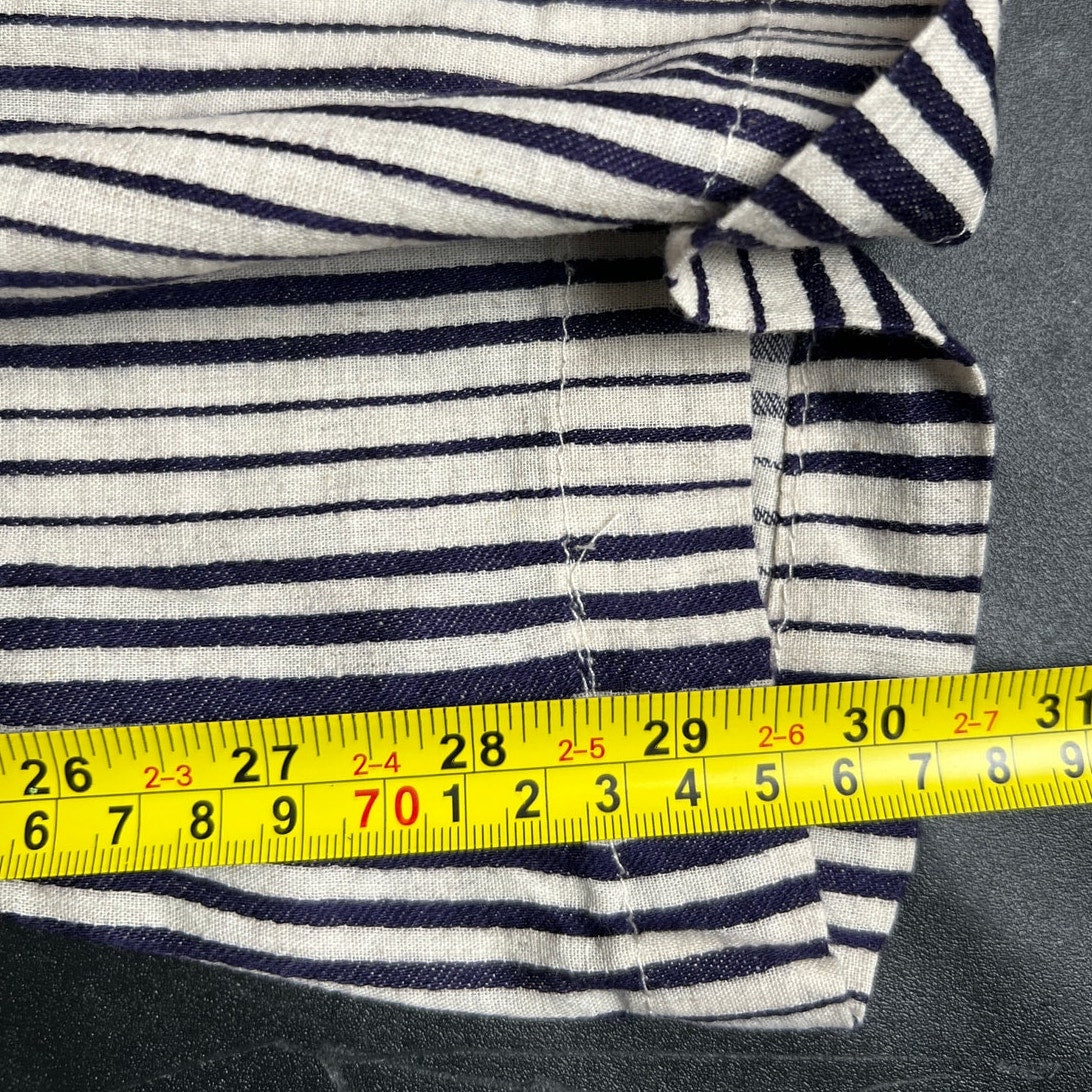 Just Living Casual Wide Striped Pants Large Cotton/Rayon Navy Blue