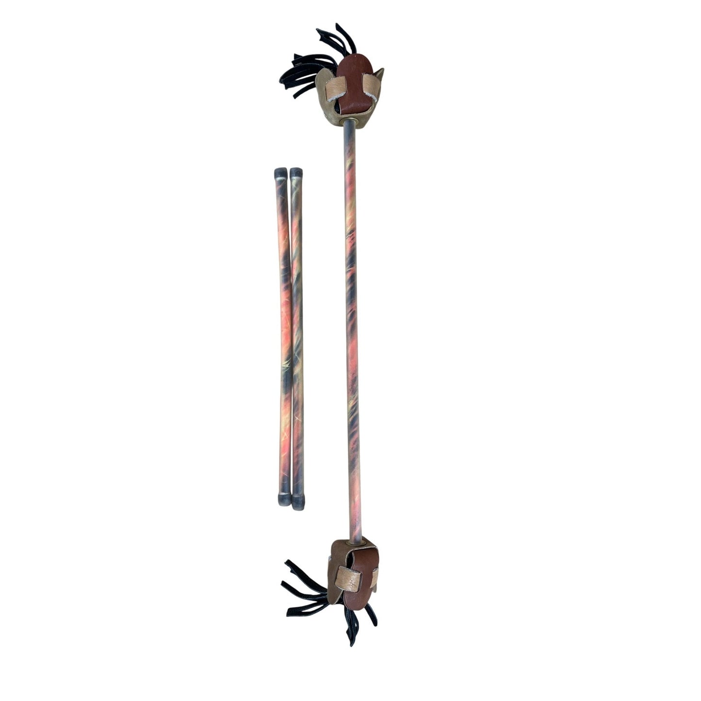 Brown Leather Tassel 3-Piece Collapsible Riding Crop Whip Horse Training Tool