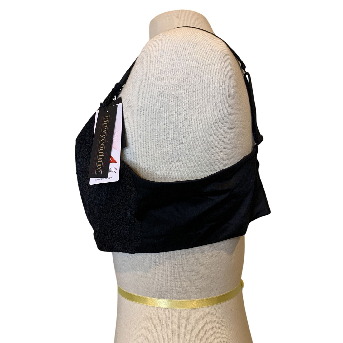 Curvy Couture 44C Everyday Glamour Black Lacy Unlined UW Bra 1207 NWT