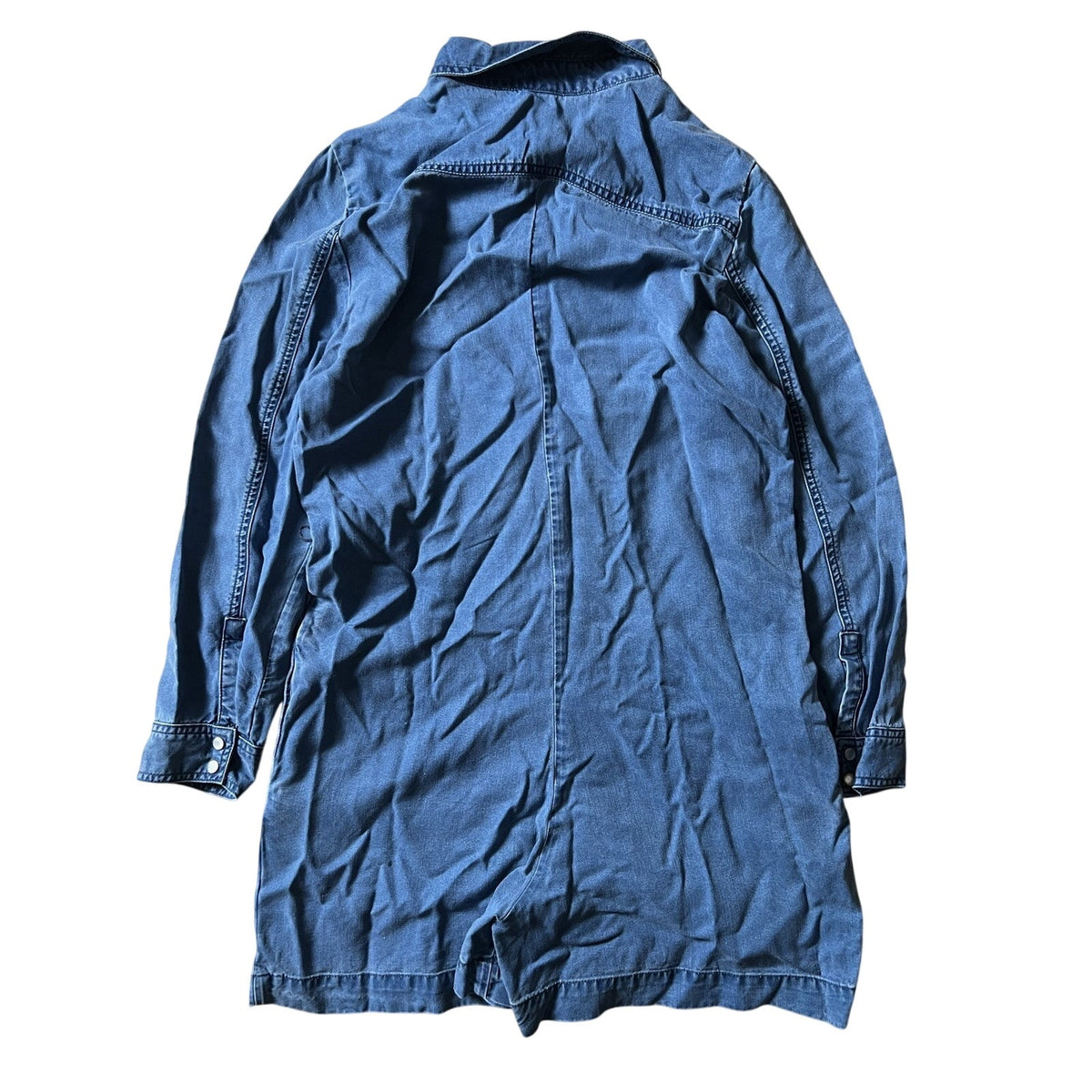 Claudie Pierlot Womens M Blue Denim Collared Snap Casual Pockets Long Sleeve