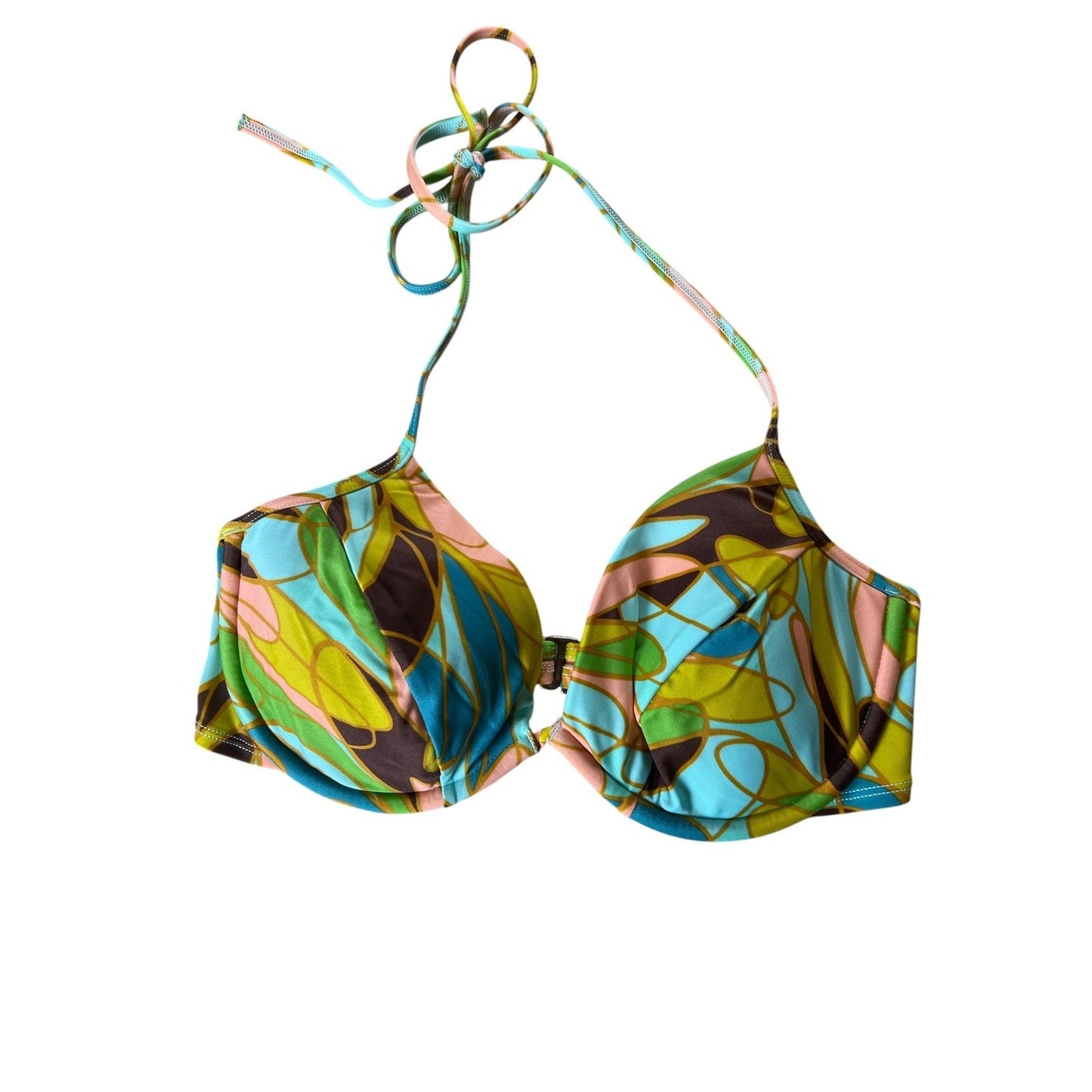 Victoria's Secret Bikini Top Womens 36D Multicolor Halter Underwire Padded