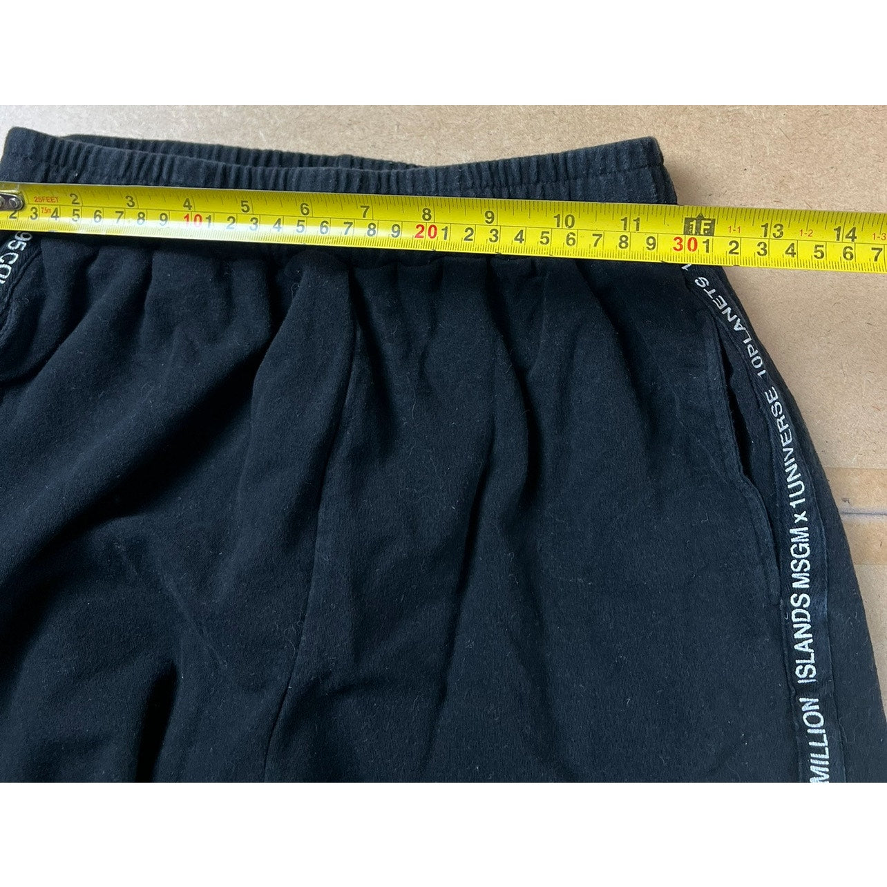 MSGM Jogger Pants Womens S Black Logo Tape Drawstring Elastic Cuff Casual