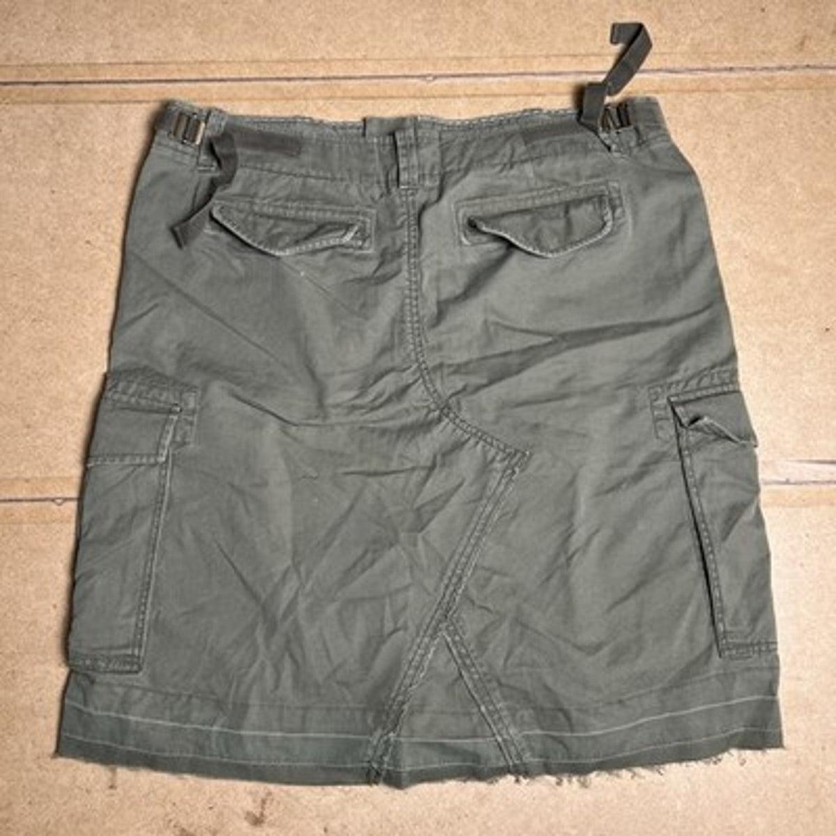 Gap Skirt Womens 14 Green Cargo Twill Floral Embroidered Pockets Summer