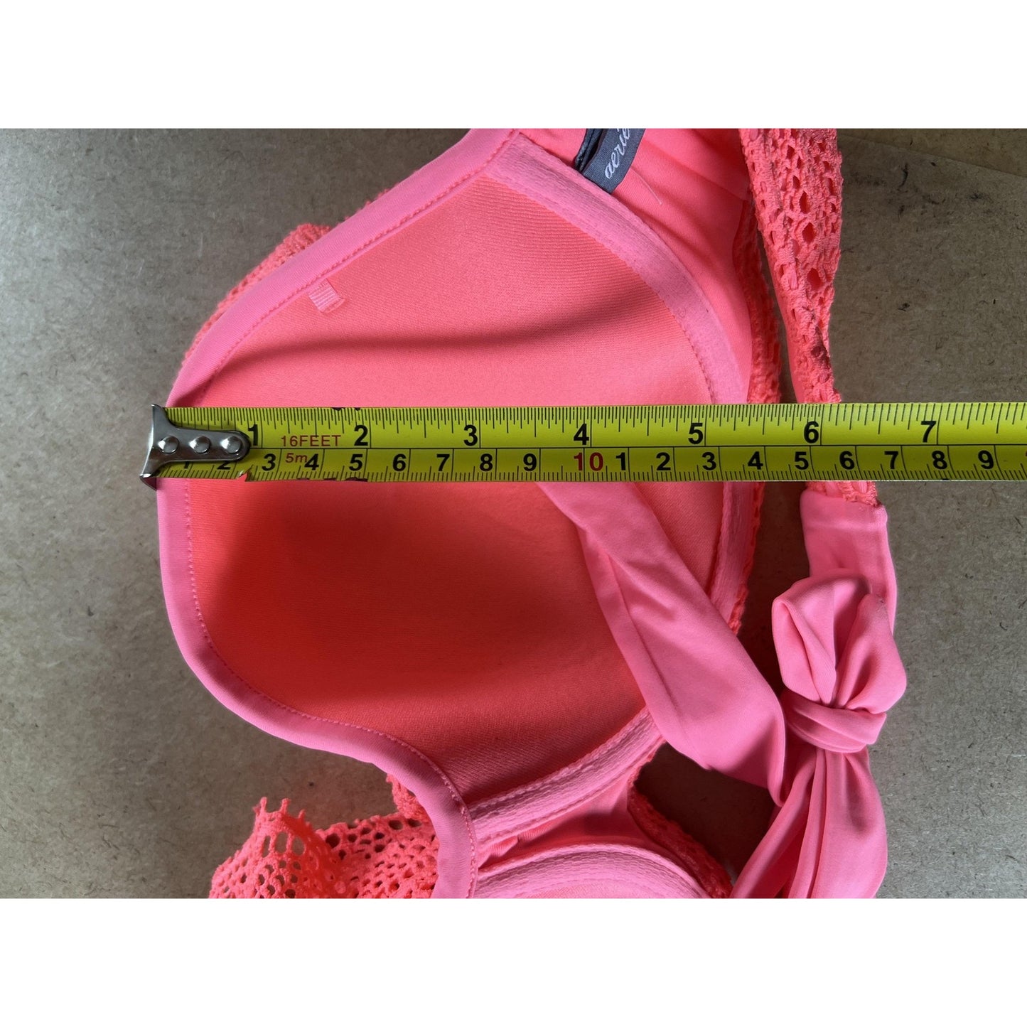 Aerie Bra Womens 36D Pink Lace Strapless Bandeau Underwire Padded Ruffle Crochet