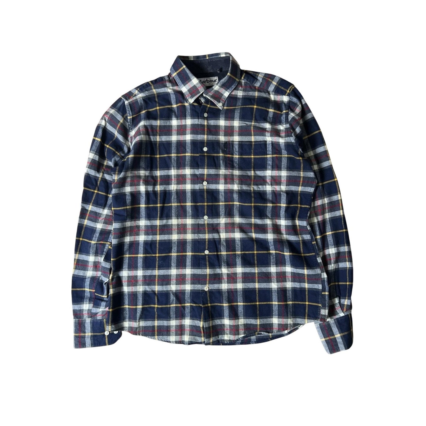 Barbour Shirt Mens L Blue Plaid Long Sleeve Button Up Casual Tailored Fit